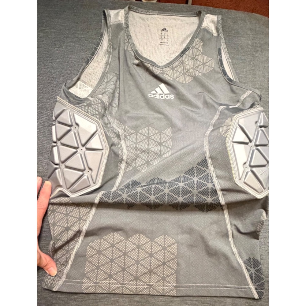 Adidas Climacool Padded Compression Tank Top Mens Medium Grey Football Rib Shirt